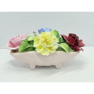 Vintage 1947-51 Radnor Bone China England Floral Basket Figurine